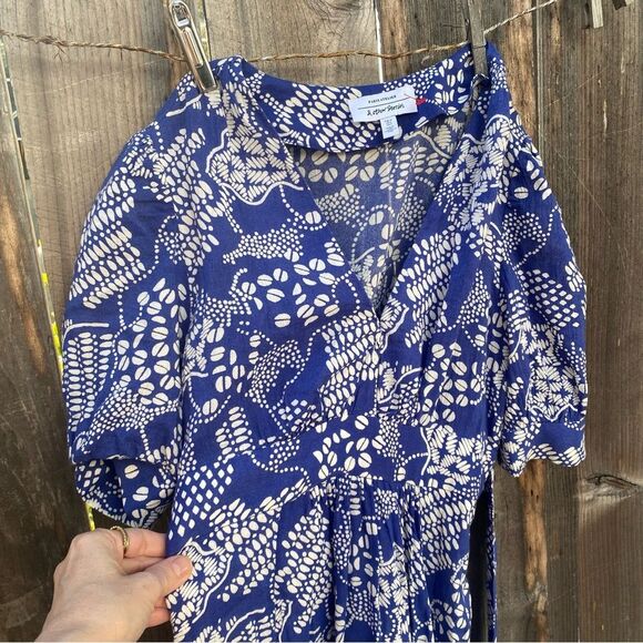 &Other Stories Cotton Blend Coffee Bean Blue Floral Maxi Dress size 0 - Picture 9 of 10